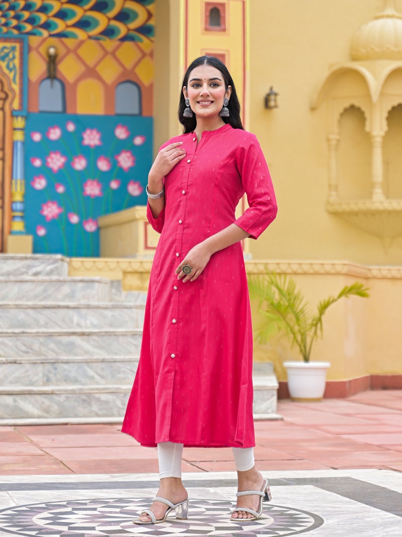 Shifory Pink A-Line Silk Kurti for Women - Image 1